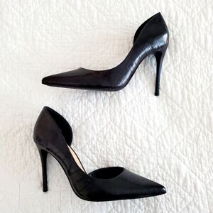 Truffle Collection Pointed Stiletto Heels In Black Croc